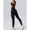  Жіночий фітнес костюм Leggings + Top + Crop top model 54 (BLACK)